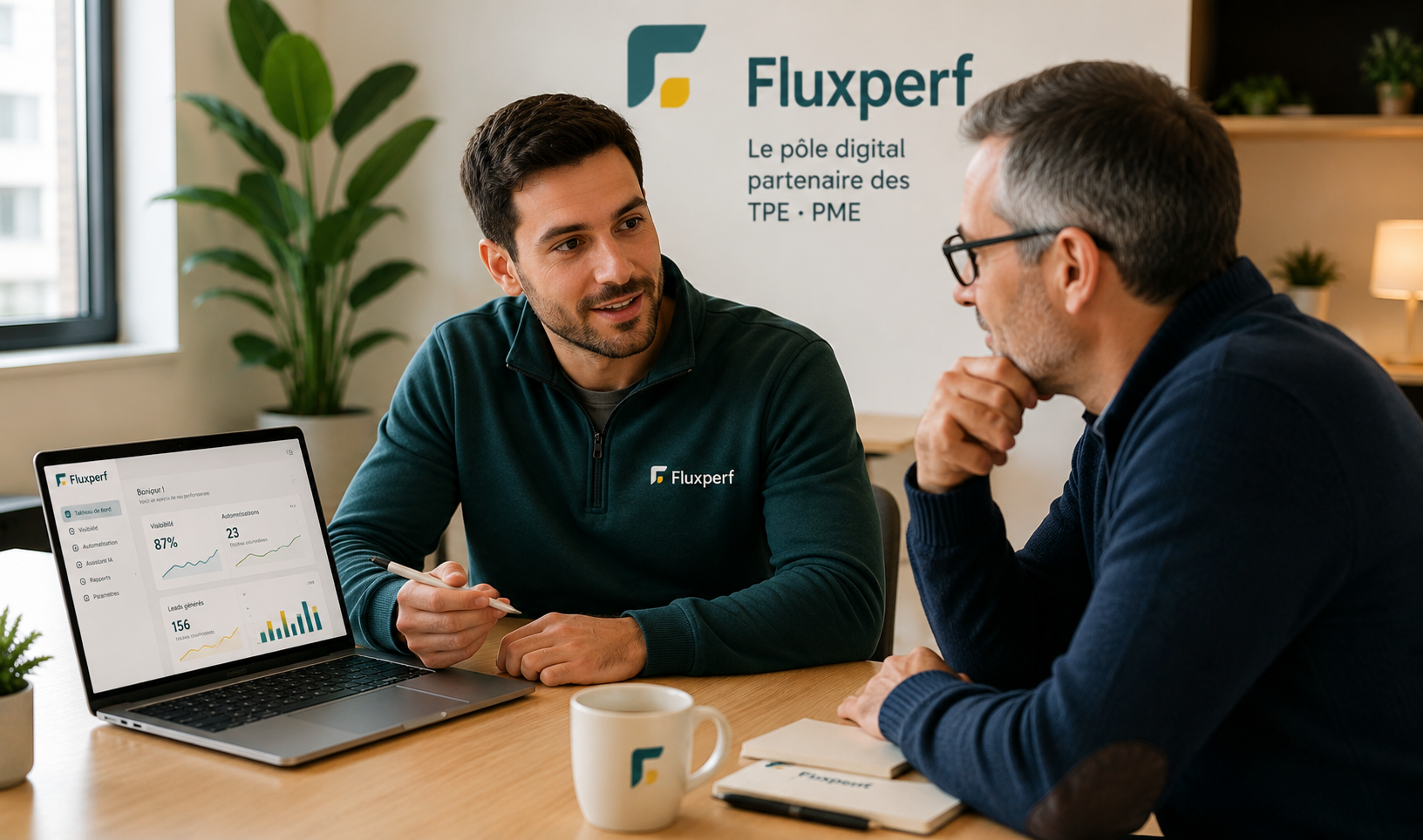 Consultant Fluxperf accompagnant un dirigeant de TPE ou PME